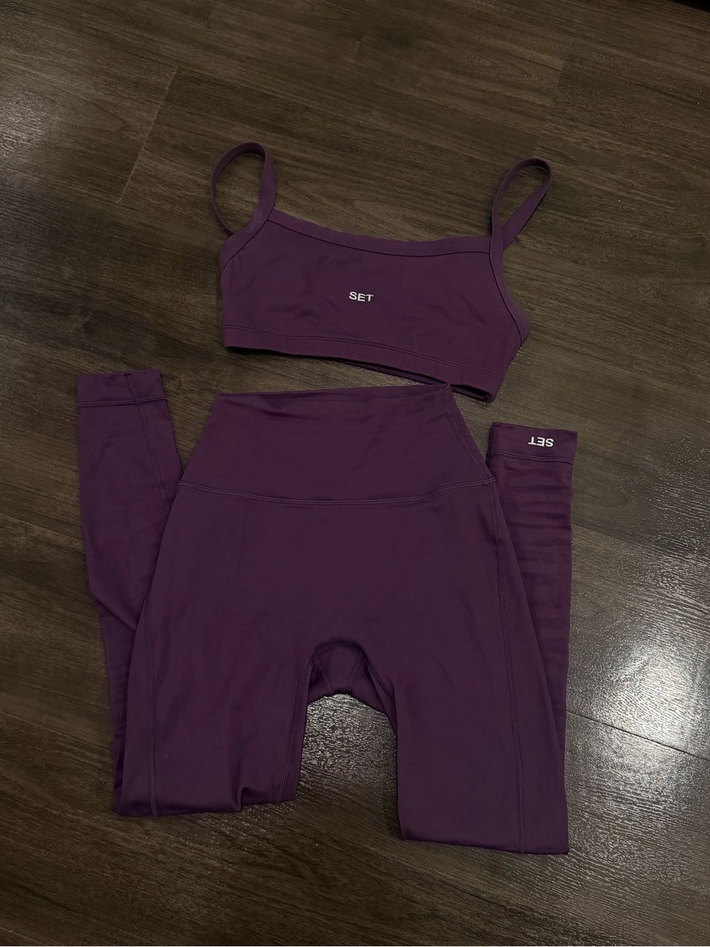 SET Active Plum Purple Leggings and Crop Top Set